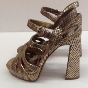 Sam Edelman Bronze Gold Ankle Strap Heels  Size 6